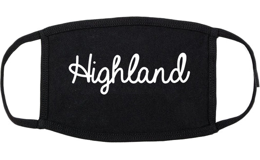 Highland Utah UT Script Cotton Face Mask Black