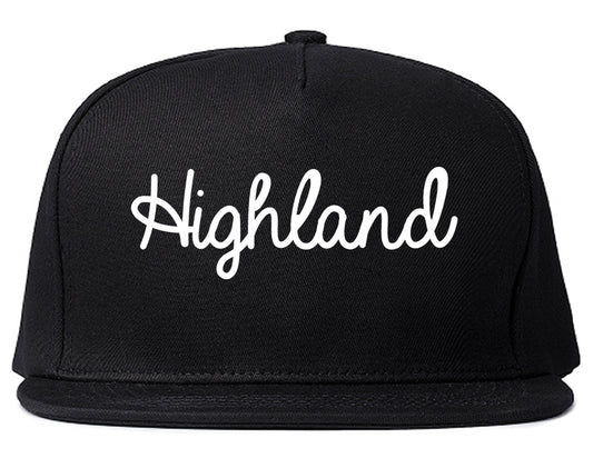 Highland Utah UT Script Mens Snapback Hat Black