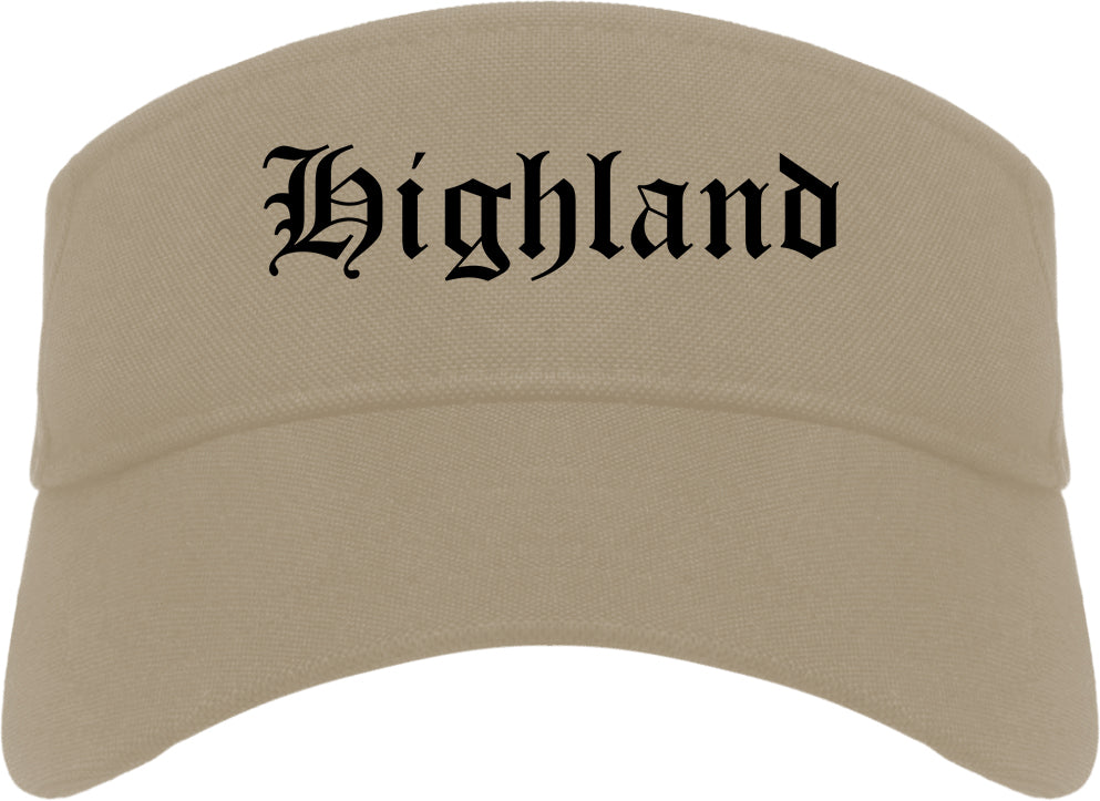 Highland Utah UT Old English Mens Visor Cap Hat Khaki