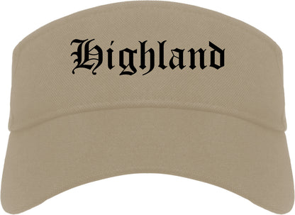 Highland Utah UT Old English Mens Visor Cap Hat Khaki