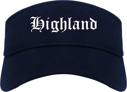 Highland Utah UT Old English Mens Visor Cap Hat Navy Blue