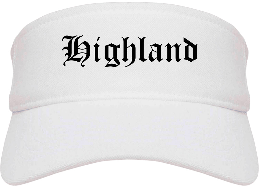 Highland Utah UT Old English Mens Visor Cap Hat White