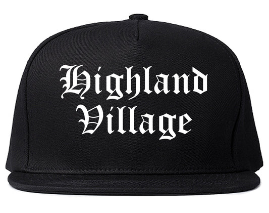 Highland Village Texas TX Old English Mens Snapback Hat Black