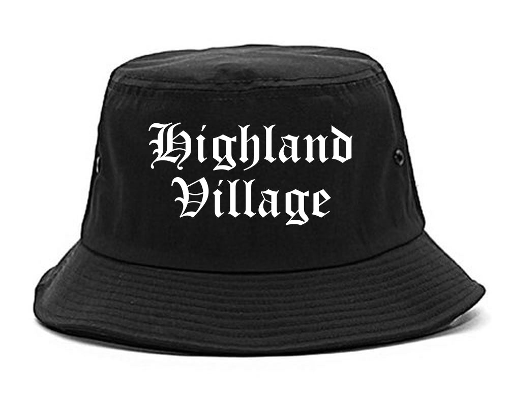 Highland Village Texas TX Old English Mens Bucket Hat Black