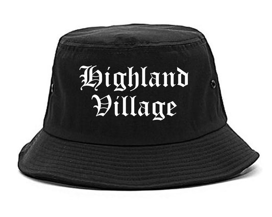 Highland Village Texas TX Old English Mens Bucket Hat Black