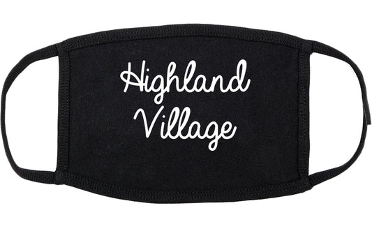 Highland Village Texas TX Script Cotton Face Mask Black