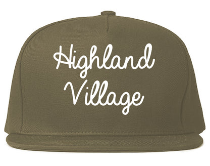 Highland Village Texas TX Script Mens Snapback Hat Grey