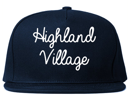 Highland Village Texas TX Script Mens Snapback Hat Navy Blue