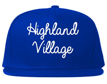 Highland Village Texas TX Script Mens Snapback Hat Royal Blue