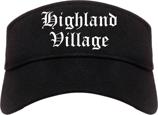 Highland Village Texas TX Old English Mens Visor Cap Hat Black