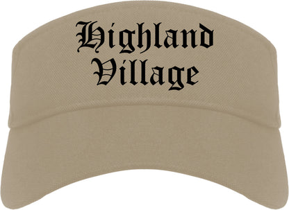 Highland Village Texas TX Old English Mens Visor Cap Hat Khaki
