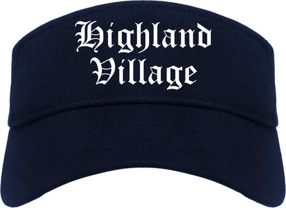 Highland Village Texas TX Old English Mens Visor Cap Hat Navy Blue