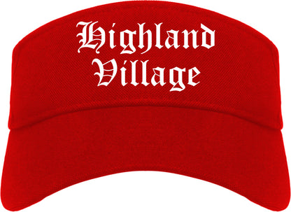 Highland Village Texas TX Old English Mens Visor Cap Hat Red