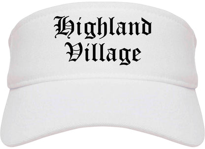 Highland Village Texas TX Old English Mens Visor Cap Hat White