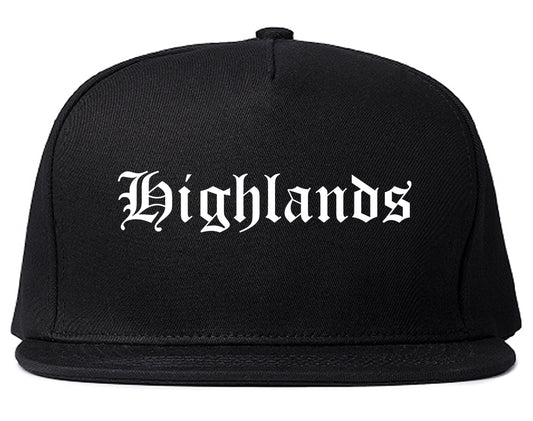 Highlands New Jersey NJ Old English Mens Snapback Hat Black