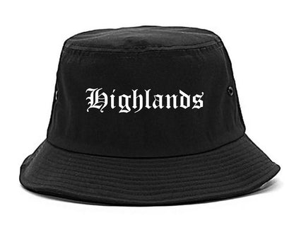 Highlands New Jersey NJ Old English Mens Bucket Hat Black