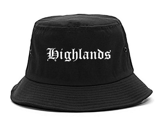 Highlands New Jersey NJ Old English Mens Bucket Hat Black