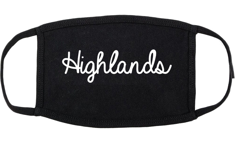 Highlands New Jersey NJ Script Cotton Face Mask Black