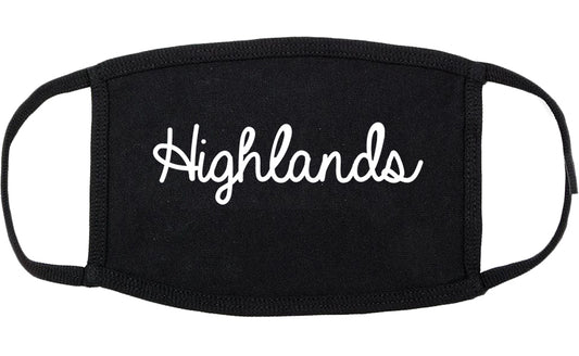 Highlands New Jersey NJ Script Cotton Face Mask Black