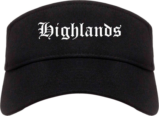 Highlands New Jersey NJ Old English Mens Visor Cap Hat Black