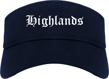 Highlands New Jersey NJ Old English Mens Visor Cap Hat Navy Blue