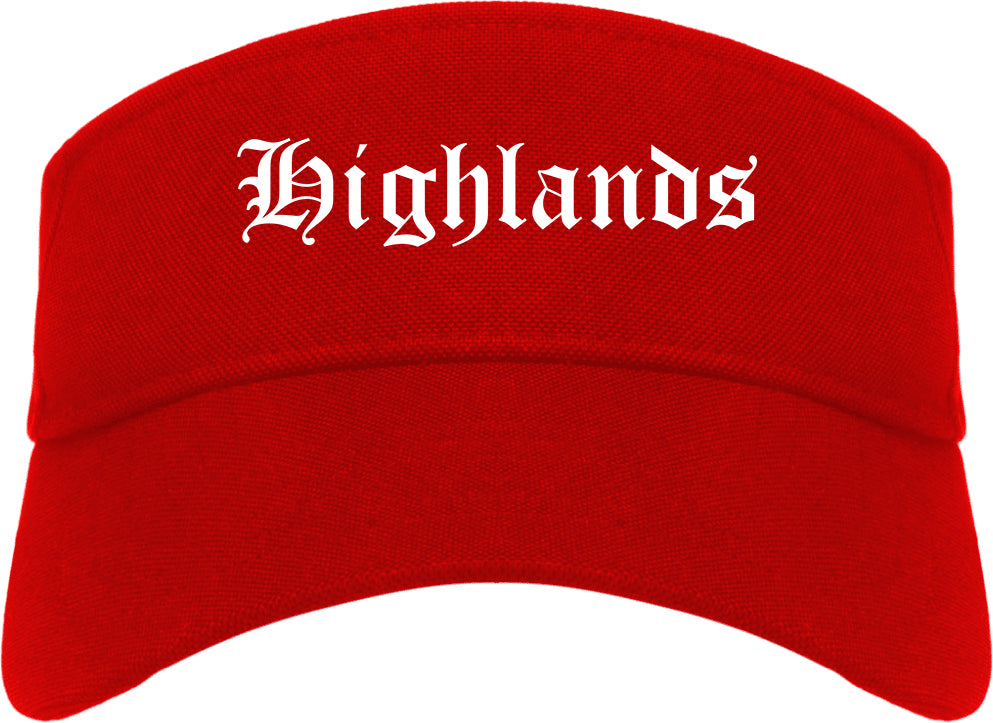 Highlands New Jersey NJ Old English Mens Visor Cap Hat Red
