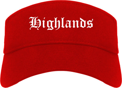 Highlands New Jersey NJ Old English Mens Visor Cap Hat Red