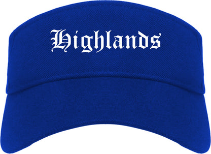 Highlands New Jersey NJ Old English Mens Visor Cap Hat Royal Blue