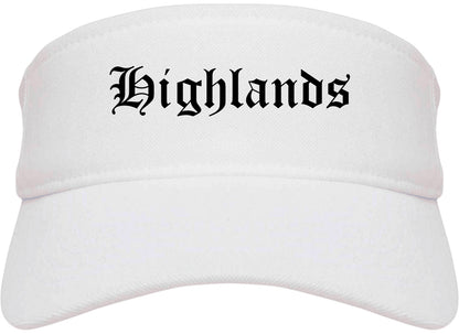 Highlands New Jersey NJ Old English Mens Visor Cap Hat White