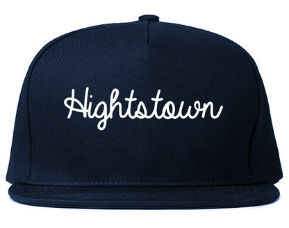 Hightstown New Jersey NJ Script Mens Snapback Hat Navy Blue