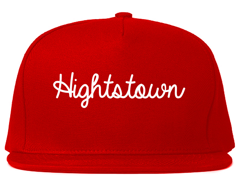 Hightstown New Jersey NJ Script Mens Snapback Hat Red