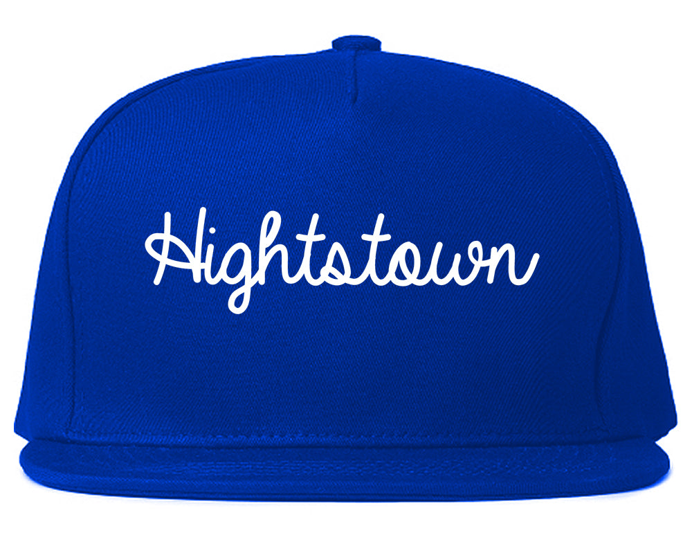 Hightstown New Jersey NJ Script Mens Snapback Hat Royal Blue