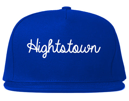 Hightstown New Jersey NJ Script Mens Snapback Hat Royal Blue