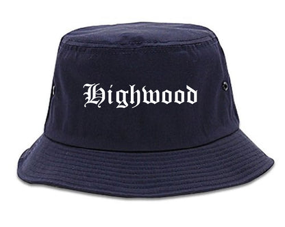 Highwood Illinois IL Old English Mens Bucket Hat Navy Blue
