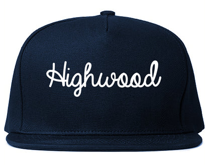 Highwood Illinois IL Script Mens Snapback Hat Navy Blue