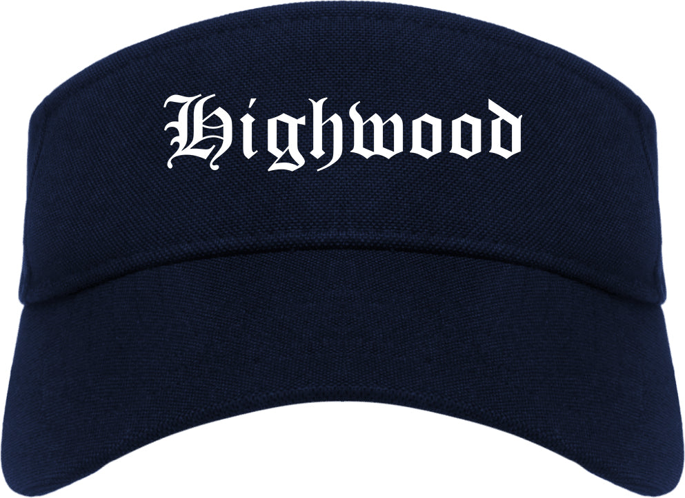 Highwood Illinois IL Old English Mens Visor Cap Hat Navy Blue