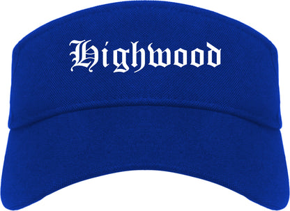 Highwood Illinois IL Old English Mens Visor Cap Hat Royal Blue