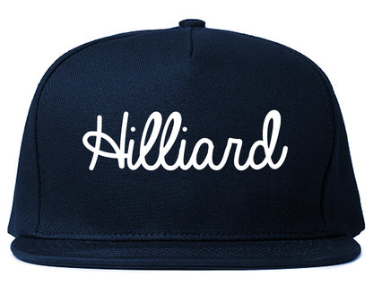 Hilliard Ohio OH Script Mens Snapback Hat Navy Blue