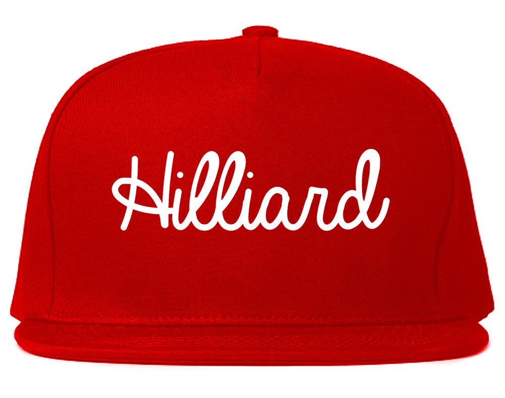 Hilliard Ohio OH Script Mens Snapback Hat Red