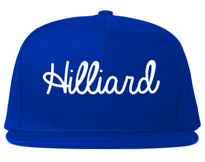 Hilliard Ohio OH Script Mens Snapback Hat Royal Blue