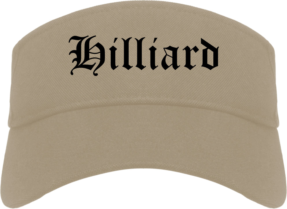 Hilliard Ohio OH Old English Mens Visor Cap Hat Khaki