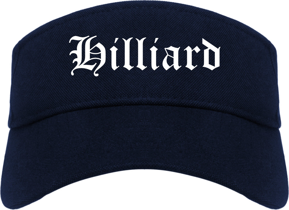 Hilliard Ohio OH Old English Mens Visor Cap Hat Navy Blue