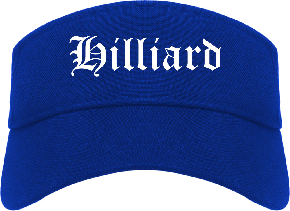 Hilliard Ohio OH Old English Mens Visor Cap Hat Royal Blue