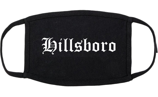 Hillsboro Illinois IL Old English Cotton Face Mask Black