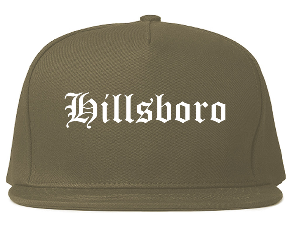 Hillsboro Illinois IL Old English Mens Snapback Hat Grey