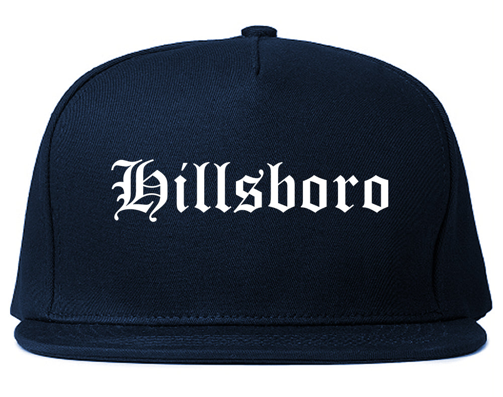 Hillsboro Illinois IL Old English Mens Snapback Hat Navy Blue