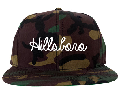 Hillsboro Illinois IL Script Mens Snapback Hat Army Camo