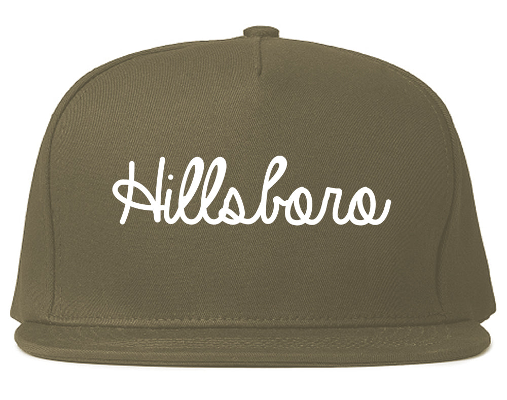 Hillsboro Illinois IL Script Mens Snapback Hat Grey