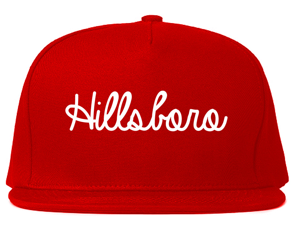 Hillsboro Illinois IL Script Mens Snapback Hat Red