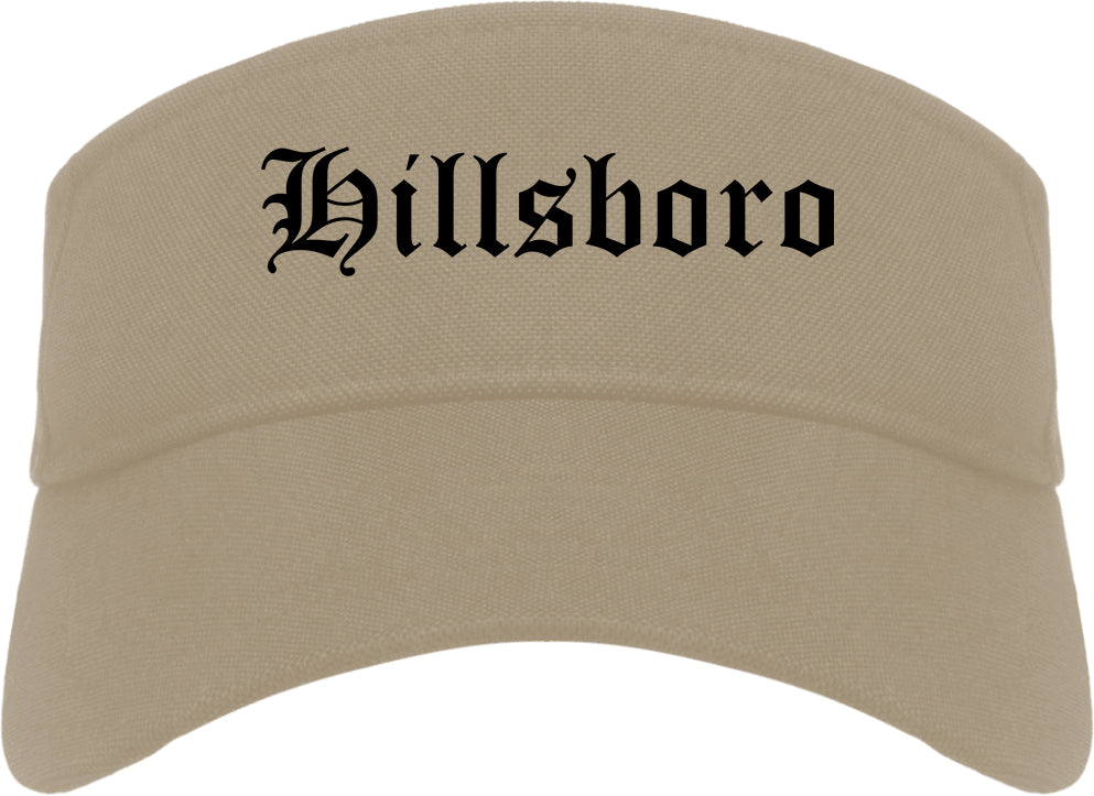 Hillsboro Illinois IL Old English Mens Visor Cap Hat Khaki